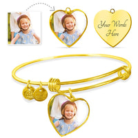Load image into Gallery viewer, Custom Photo Heart Pendant Bangle Bracelet
