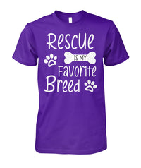 Load image into Gallery viewer, Rescue Is My Favorite Breed Shirt (White Text)
