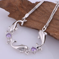 Load image into Gallery viewer, Dolphin Sterling Silver and Crystal Jewelry Set
