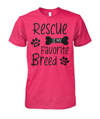 Load image into Gallery viewer, Rescue Is My Favorite Breed Shirt (Black Text)
