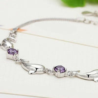 Load image into Gallery viewer, Dolphins Crystal and Silver Plated Bracelet

