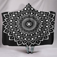 Load image into Gallery viewer, Black Mandala Hooded Blanket - $79.99 - 89.99
