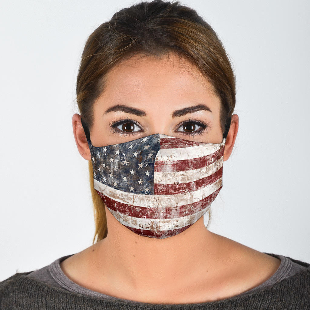 American Flag Face Mask With Black Straps