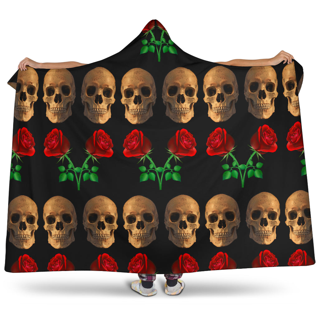 Roses and Skulls Hooded Blanket - $79.99 - 89.99
