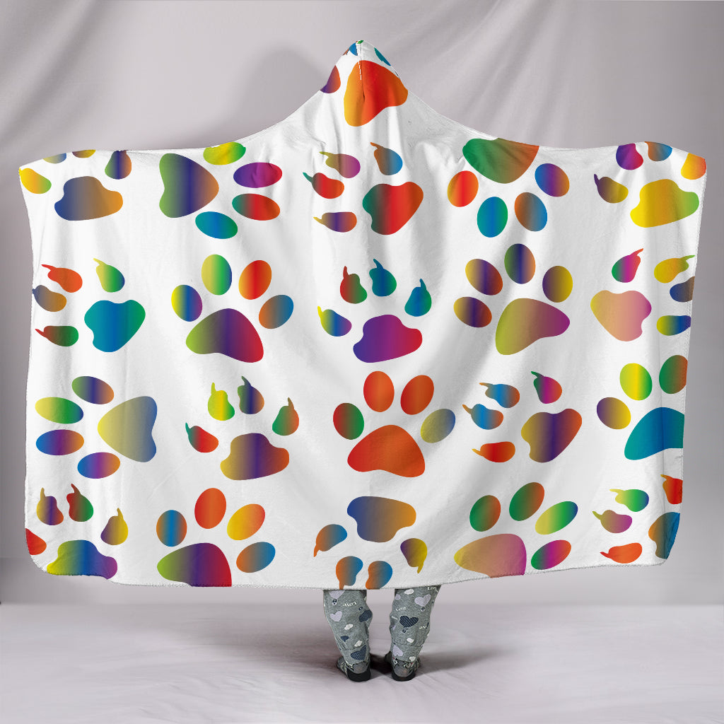 Colorful Paw Prints Hooded Blanket - $79.99 - 89.99