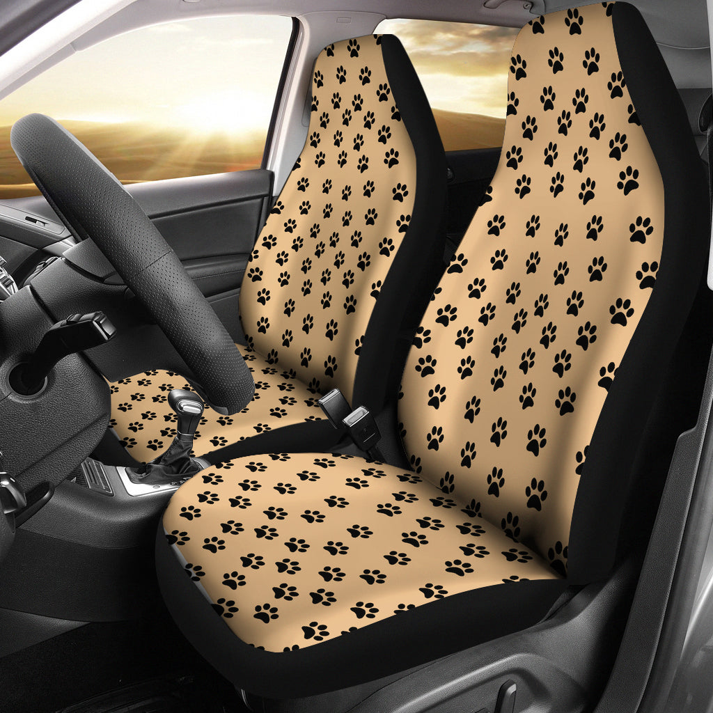 Paw Prints Tan Car Seat Covers (Set of 2)