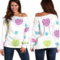 Load image into Gallery viewer, Women&#39;s White Chain Heart Off Shoulder Sweater
