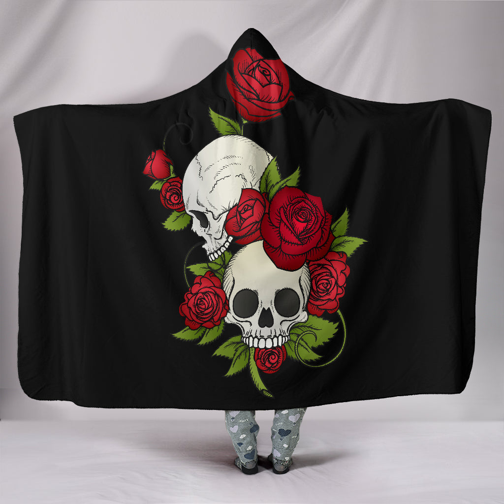 Skulls and Roses Hooded Blanket - $79.99 - $89.99