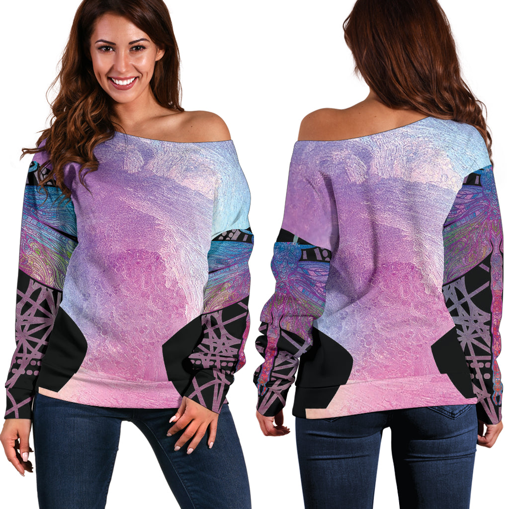 Women's Dragonfly Off Shoulder Sweater