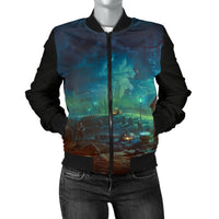 Load image into Gallery viewer, Women&#39;s Halloween Black Cat Bomber Jacket
