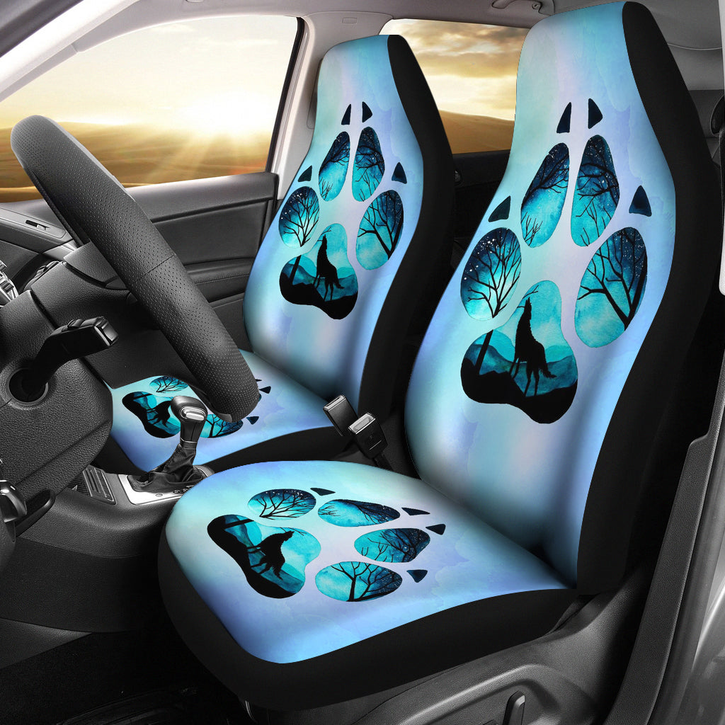 Wolf Inside Paw Print Car Seat Covers (Set of 2)