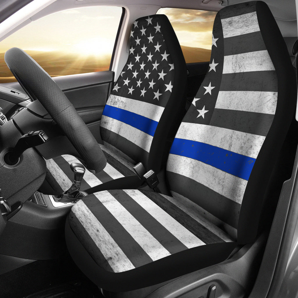 Thin Blue Line Flag Car Seat Covers (Set of 2)
