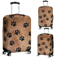 Load image into Gallery viewer, Brown With Black Paw Paw Print Luggage Cover

