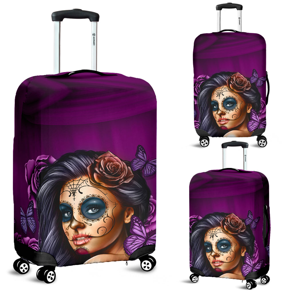 Calavera Violet Luggage Covers
