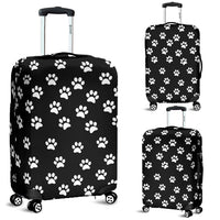 Load image into Gallery viewer, Black With White Paw Prints Luggage Covers

