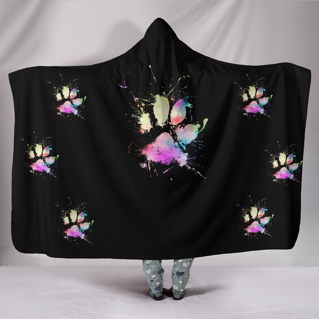 Splatter Paw Prints Hooded Blanket - $79.99 - 89.99