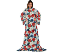 Load image into Gallery viewer, Red White and Blue Roses Adult Sleeve Blanket

