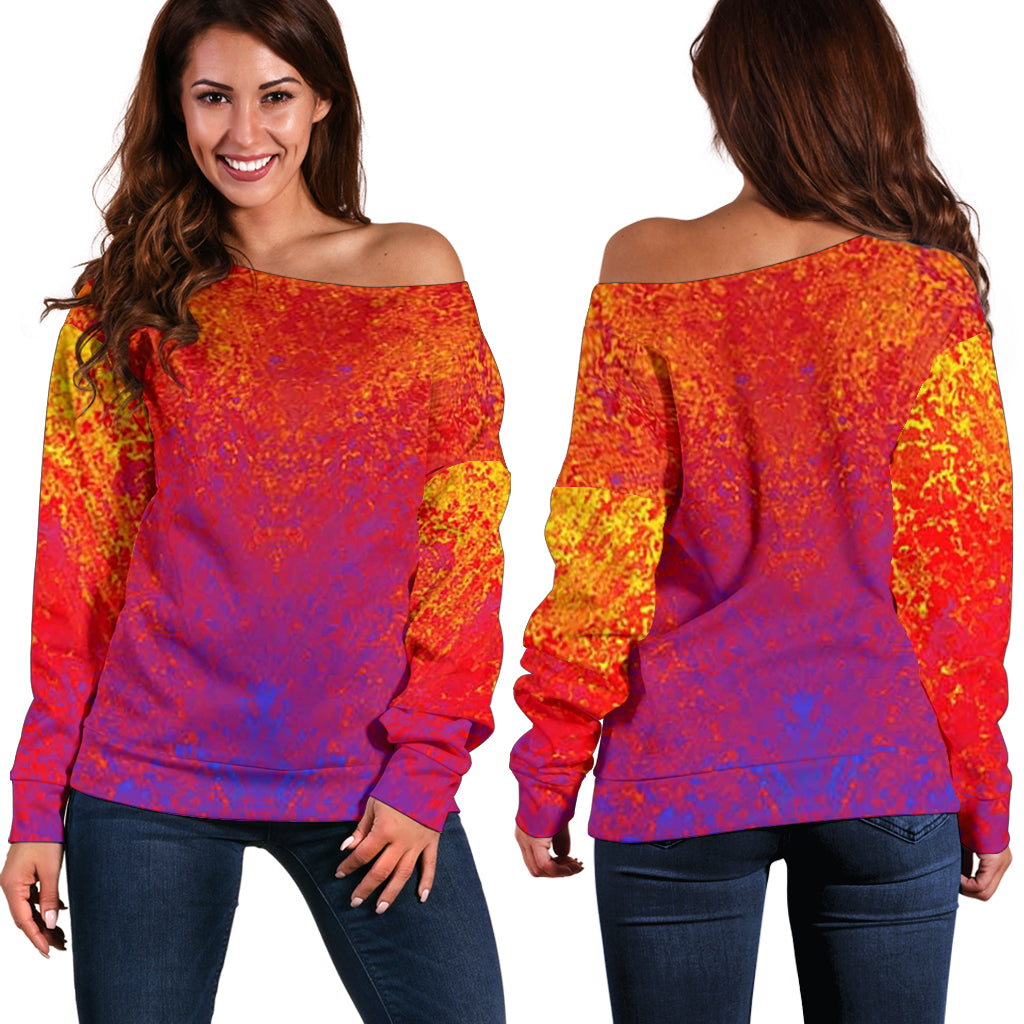 Women's Colorful Vibes Off Shoulder Sweater