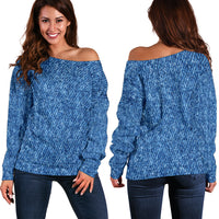 Load image into Gallery viewer, Women&#39;s Denim Off Shoulder Sweater

