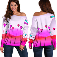 Load image into Gallery viewer, Women&#39;s Hearts Off Shoulder Sweater
