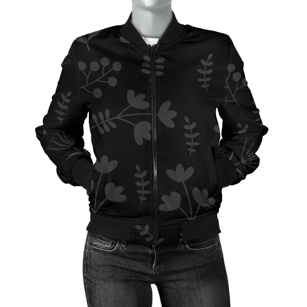 Women's Charcoal Floral Bomber Jacket