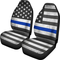 Load image into Gallery viewer, Thin Blue Line Flag Car Seat Covers (Set of 2)
