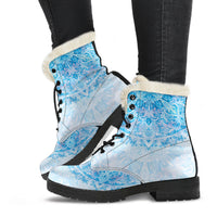 Load image into Gallery viewer, Icy Blue Mandala Faux Fur Eco-Friendly Leather Boots
