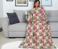 Load image into Gallery viewer, Pink Flowers Adult Sleeve Blanket

