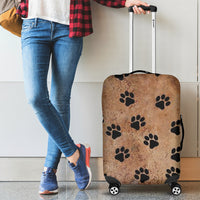 Load image into Gallery viewer, Brown With Black Paw Paw Print Luggage Cover
