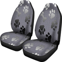 Load image into Gallery viewer, Bones And Paw Prints Silver Car Seat Covers (Set of 2)
