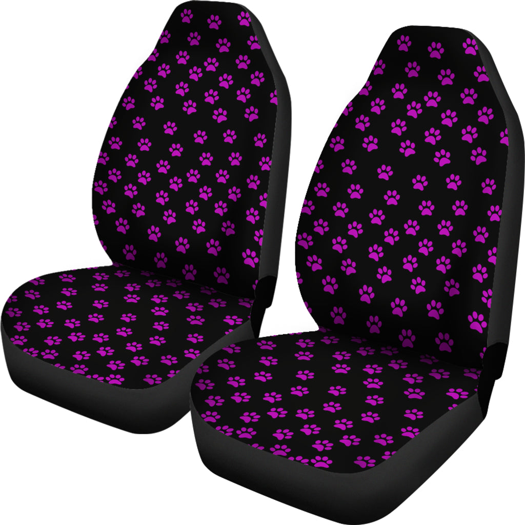 Bright Purple Paw Prints Seat Cover (Set of 2)