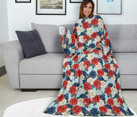 Load image into Gallery viewer, Red White and Blue Roses Adult Sleeve Blanket
