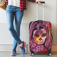 Load image into Gallery viewer, Purple Calavera Girl Luggage Cover
