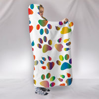 Load image into Gallery viewer, Colorful Paw Prints Hooded Blanket - $79.99 - 89.99
