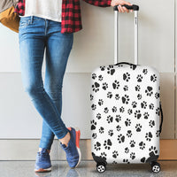 Load image into Gallery viewer, White With Black Paw Prints Luggage Cover
