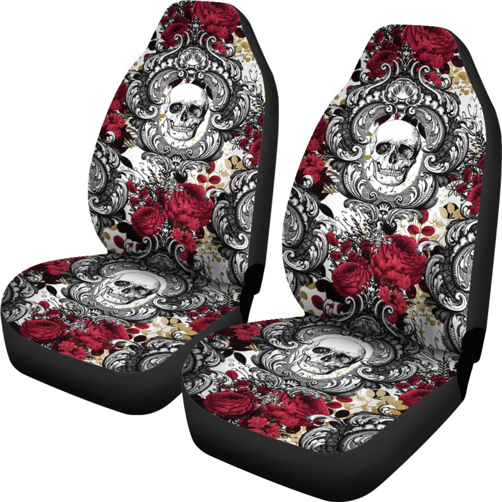Gothic Skull And Red Roses Car Seat Covers (Set of 2)