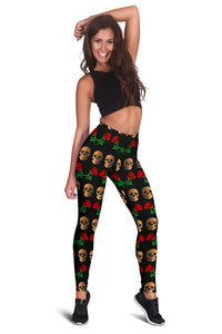 Load image into Gallery viewer, Roses and Skulls Women&#39;s Leggings
