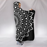 Load image into Gallery viewer, Black Mandala Hooded Blanket - $79.99 - 89.99
