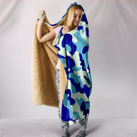 Load image into Gallery viewer, Camouflage Blue Hooded Blanket - $79.99 - 89.99
