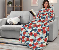 Load image into Gallery viewer, Red White and Blue Roses Adult Sleeve Blanket
