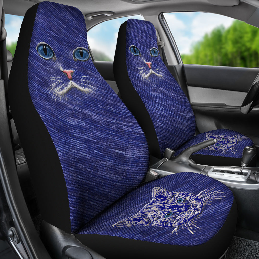 Blue Cat Eyes Car Seat Covers (Set of 2)