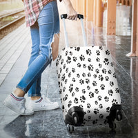 Load image into Gallery viewer, White With Black Paw Prints Luggage Cover
