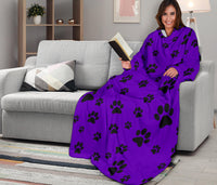 Load image into Gallery viewer, Paw Prints Adult Sleeve Blanket - Purple
