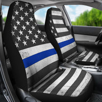 Load image into Gallery viewer, Thin Blue Line Flag Car Seat Covers (Set of 2)
