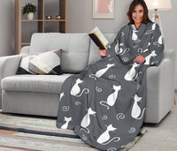 Load image into Gallery viewer, Cat Adult Sleeve Blanket - Grey
