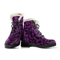Load image into Gallery viewer, Purple And Black Swirls Faux Fur Eco-Friendly Leather Boots
