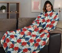 Load image into Gallery viewer, Red White and Blue Roses Adult Sleeve Blanket
