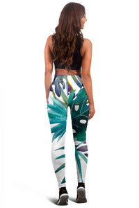 Load image into Gallery viewer, White Tropical Leaf Women&#39;s Leggings
