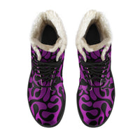 Load image into Gallery viewer, Purple And Black Swirls Faux Fur Eco-Friendly Leather Boots
