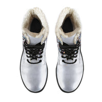 Load image into Gallery viewer, Owl Silver Faux Fur Eco-Friendly Leather Boots
